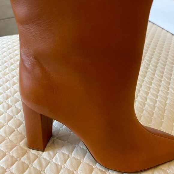 Arezzo Women's Ellie High Block Leather Boots Brown Size 10 - Picture 5 of 6